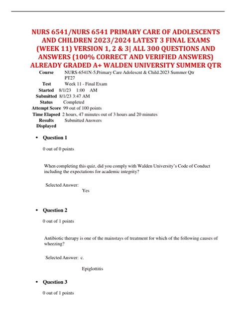 Primary Care of Adolescents & Children (NURS 6541) .